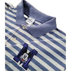 Disney Store Mickey Mouse‎ Polo Shirt BLUE-WHITE STRIPED Embroidered RUGBY USA